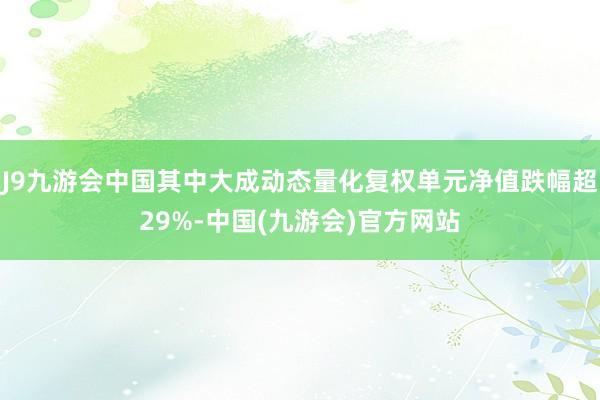 J9九游会中国其中大成动态量化复权单元净值跌幅超29%-中国(九游会)官方网站